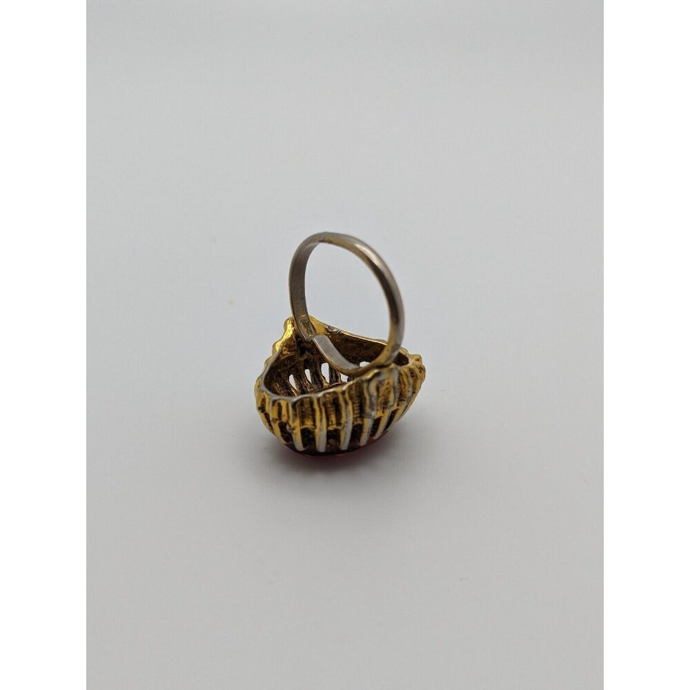 Vintage Gold Ruby Red Adjustable Ring ~ Costume J… - image 5